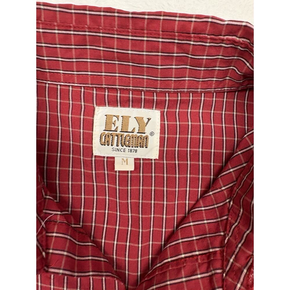 Ely Cattleman Pearl Snap Long Sleeve Shirt Medium Red Plaid Rancher Western - Picture 2 of 8